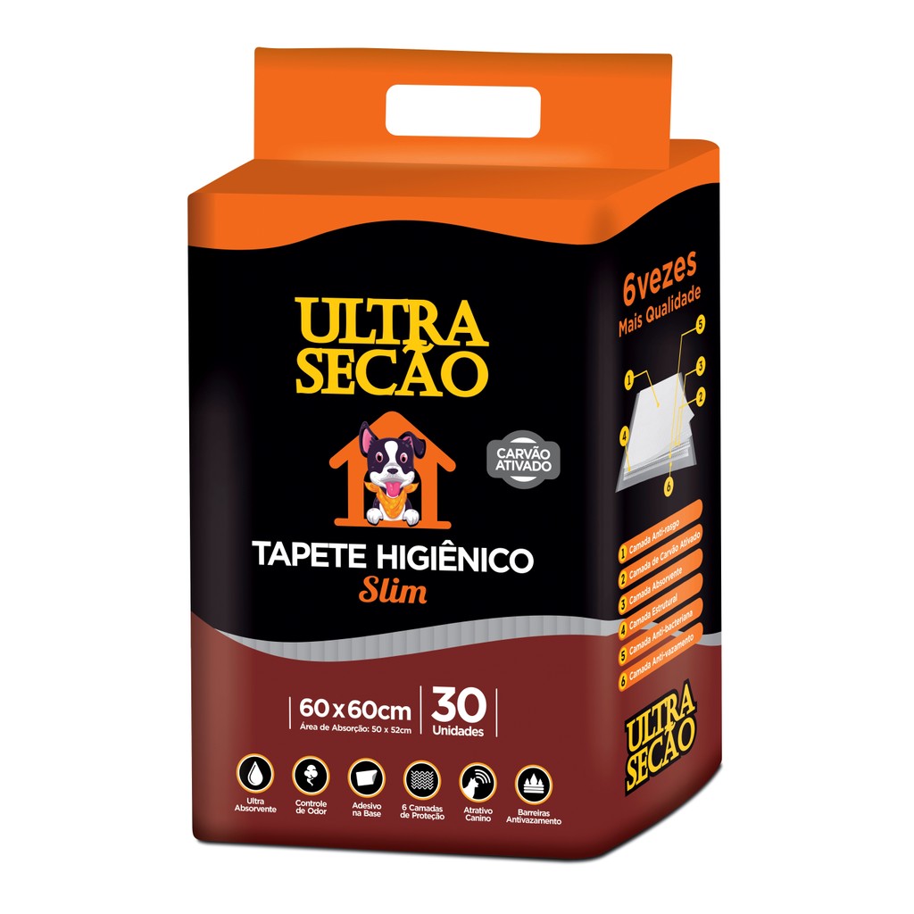 KIT4-Tapete Higiênico Great Pets Ultra Secão Carvão Ativado 60x60cm 30 Unidades