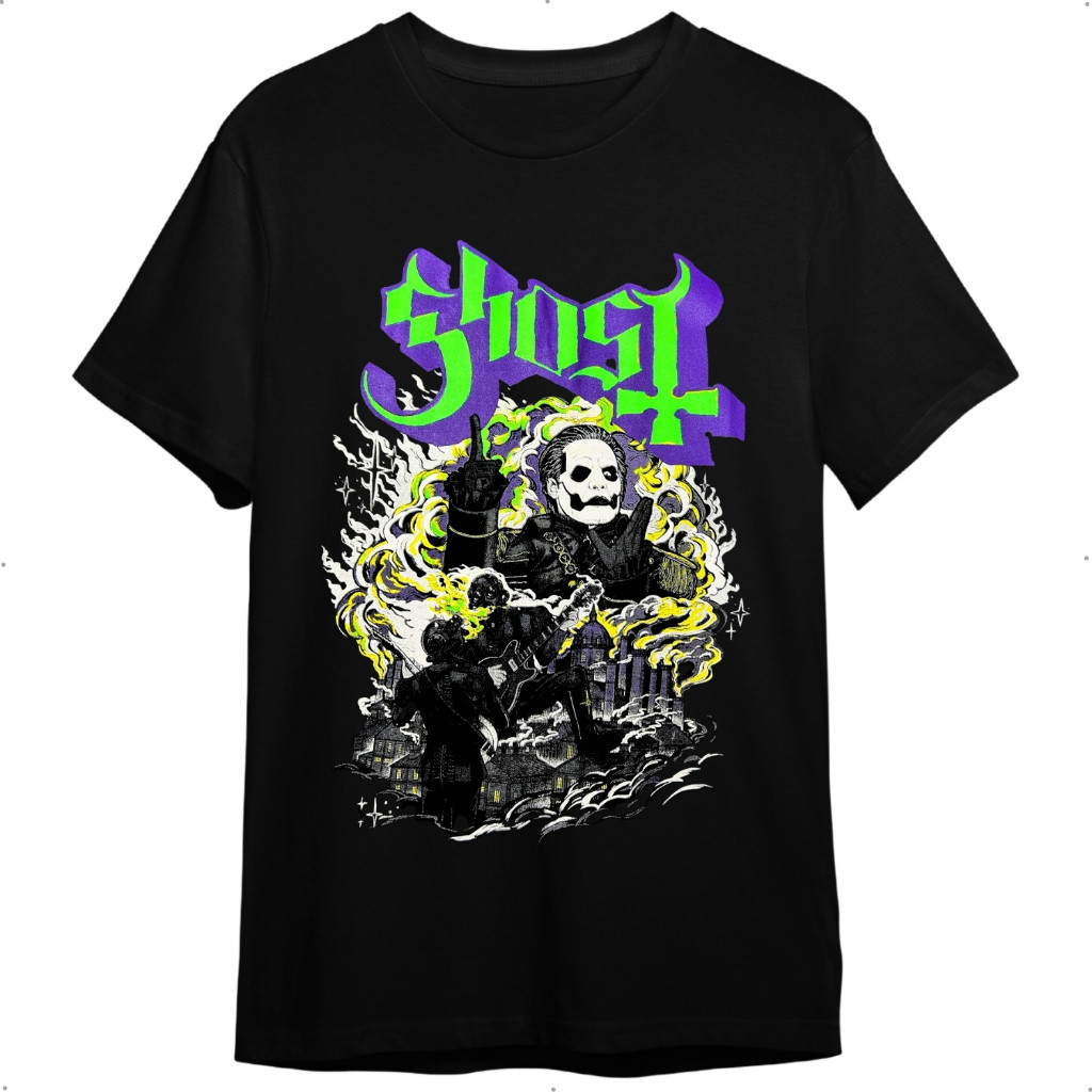 Camiseta Ghost Heavy Metal Preta Banda De Rock Unissex 100% Algodão Camisa Promoção