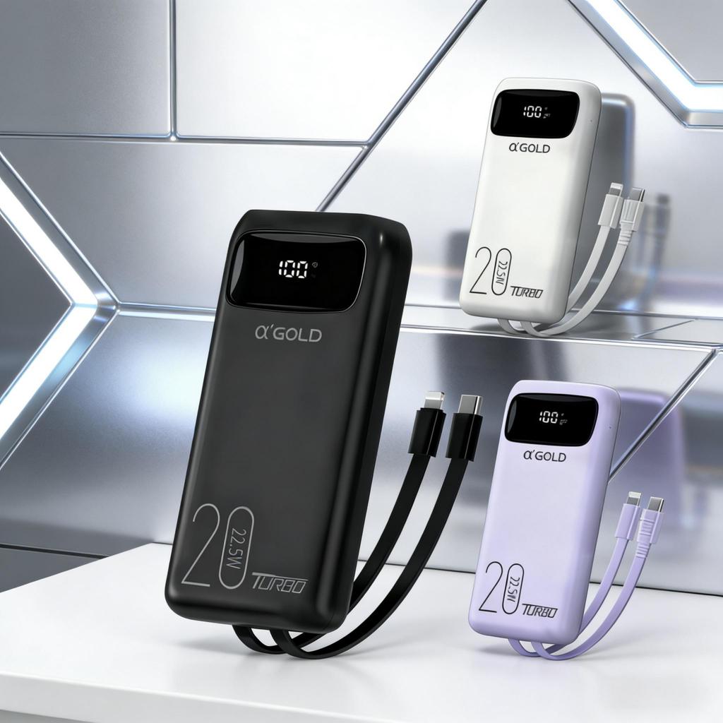 Power Bank A'gold - 20000mAh Portátil com Duplo Carregamento Rápido BTE-38