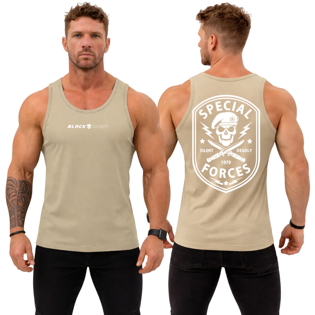 Camiseta Regata Dry Fit Original Masculina Special Forces Militar Black Army