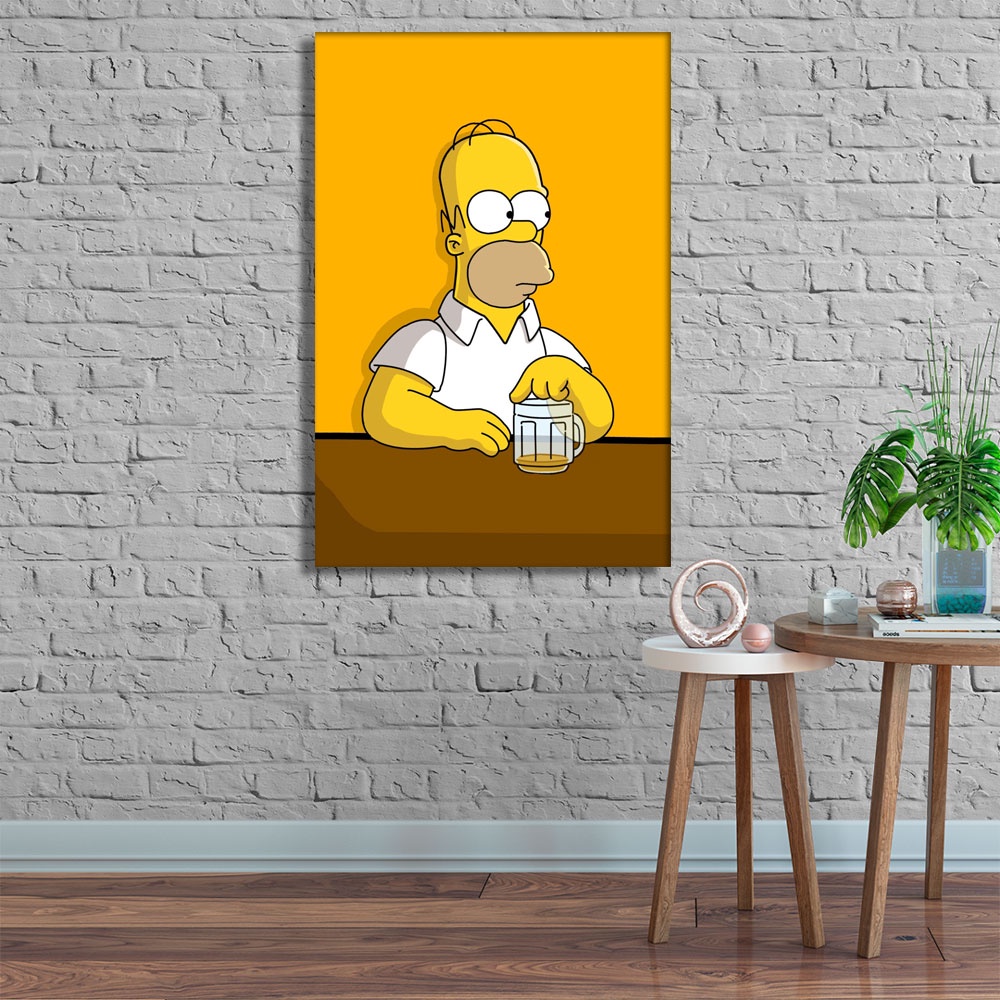 Quadro Decorativo Placa Quarto Sala Homer Simpson Bebendo Cerveja Bar do Moe Desenho Serie Mdf