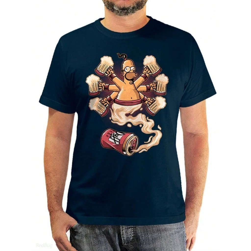 Camiseta Gênio da Cerveja Homer Simpson Desenho Série Filme Blusa Camisa 100%Algodão Top Lançamento