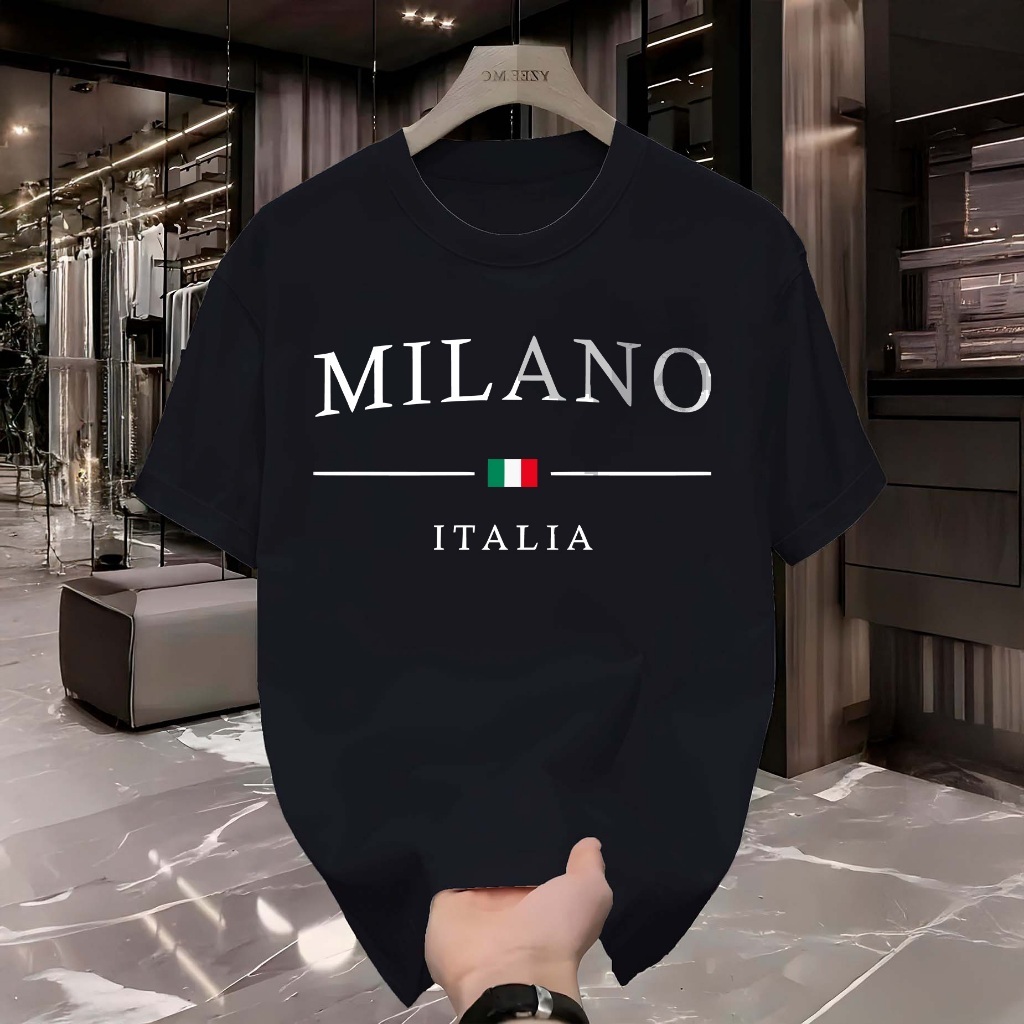 Camiseta Milano Itália Flag Design Exclusivo | T-Shirt Unissex Streetwear Luxury | 100% Algodão Premium Top