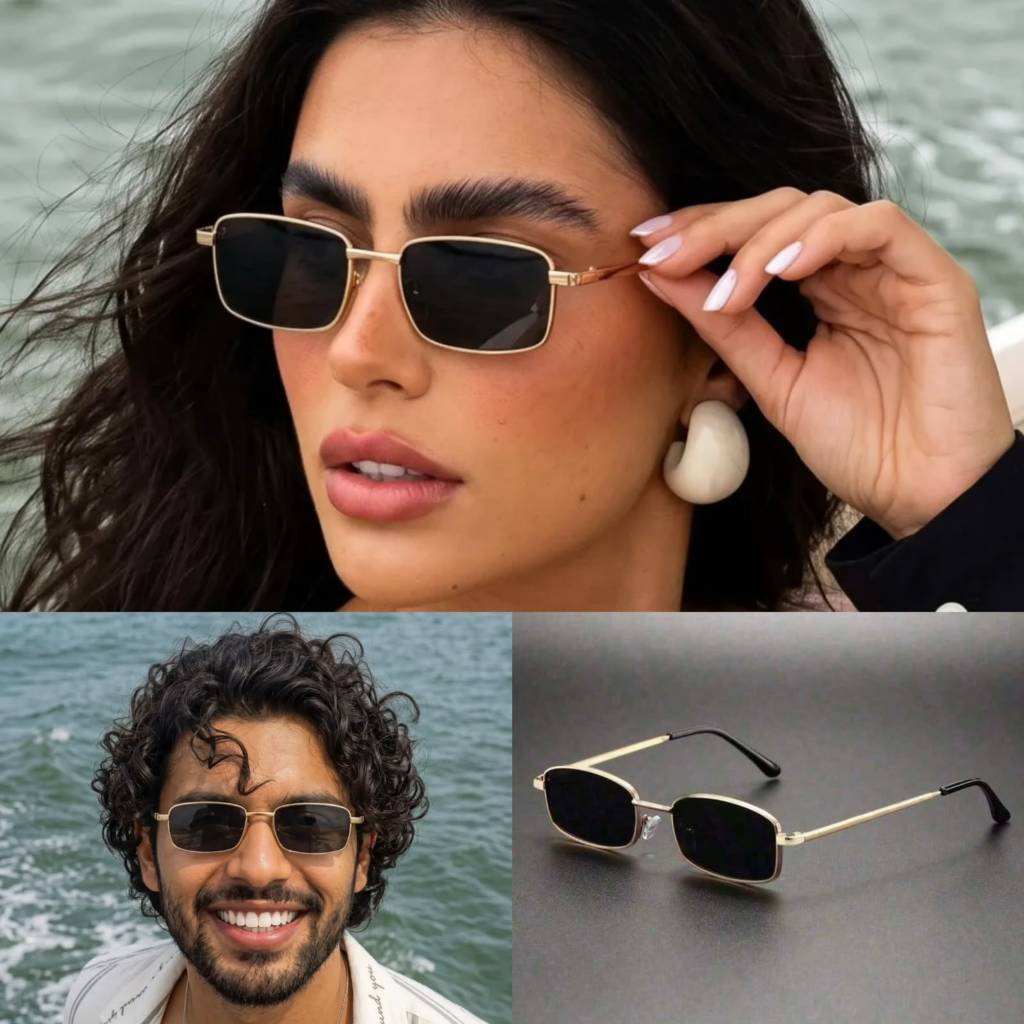 Óculos de Sol Unissex Luxury Square Modelo Premium Design Moderno Lente UV400 Estilo Fashion Casual