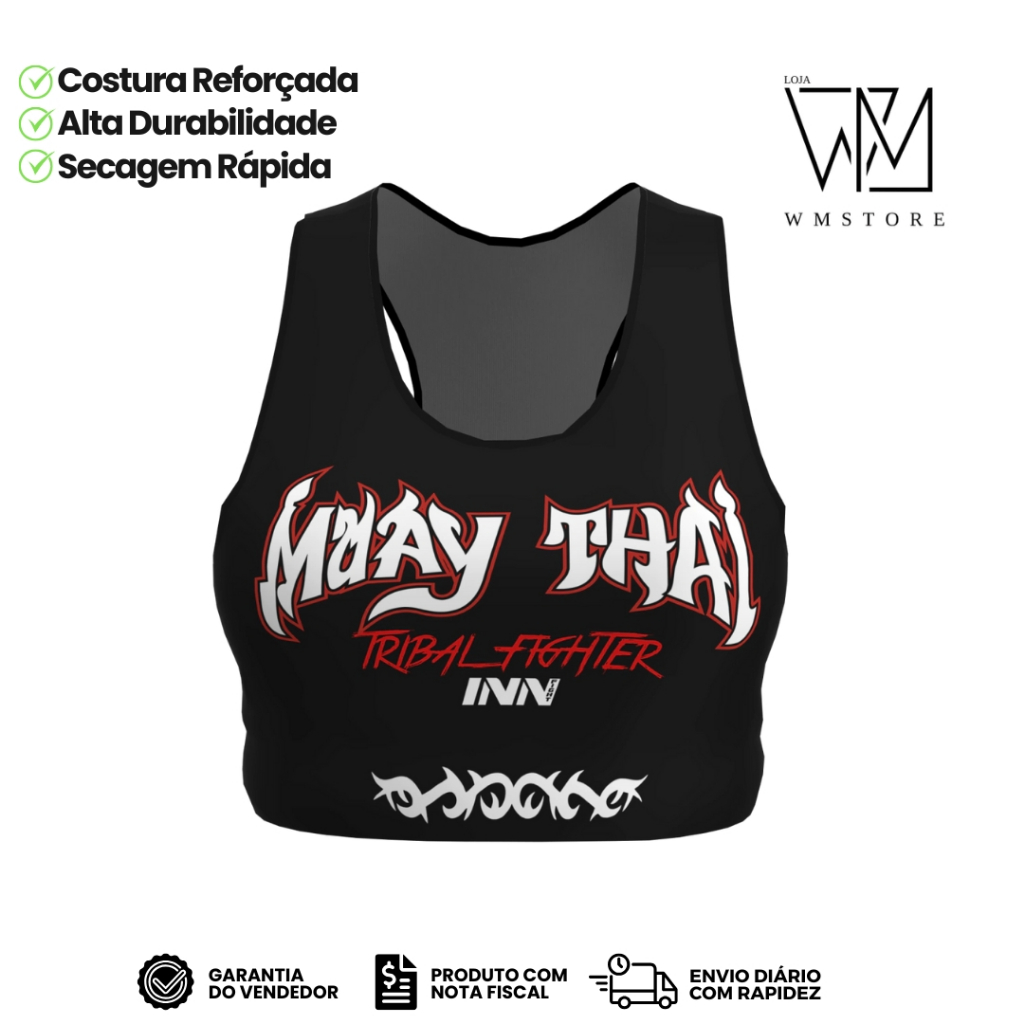 Top Feminino Sem Bojo Muay Thai Tribal Fighter