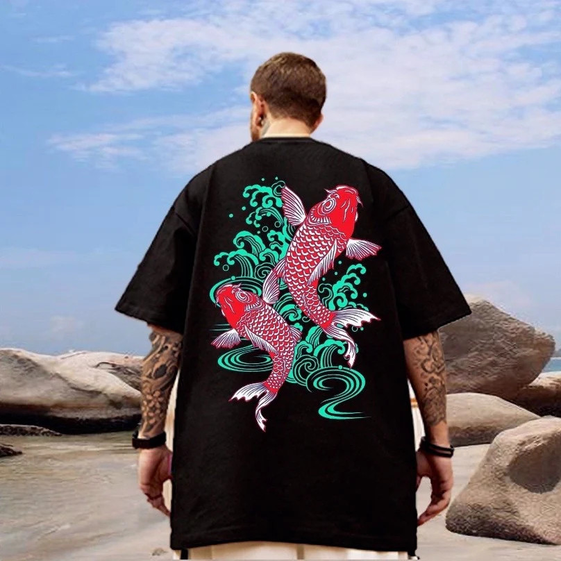 Camiseta Oversized Carpa Peixe Tribal Staunch Larga Perseverance Streetwear