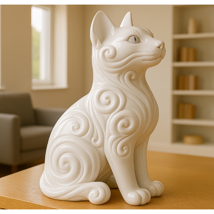 Escultura elegante de gato tribal - Sem suportes - Impressão 3d