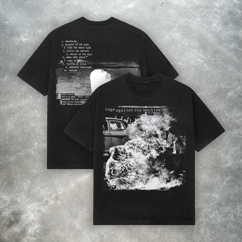 Camiseta Masculina Feminina Rage Against The Machine Foto Vintage Fogo T-shirt Unissex Streetwear Envio Imediato