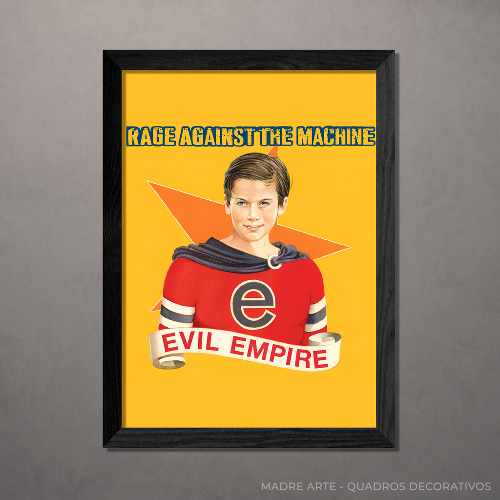 Quadro Decorativo Rage Against the Machine Evil Empire A4 Com Vidro