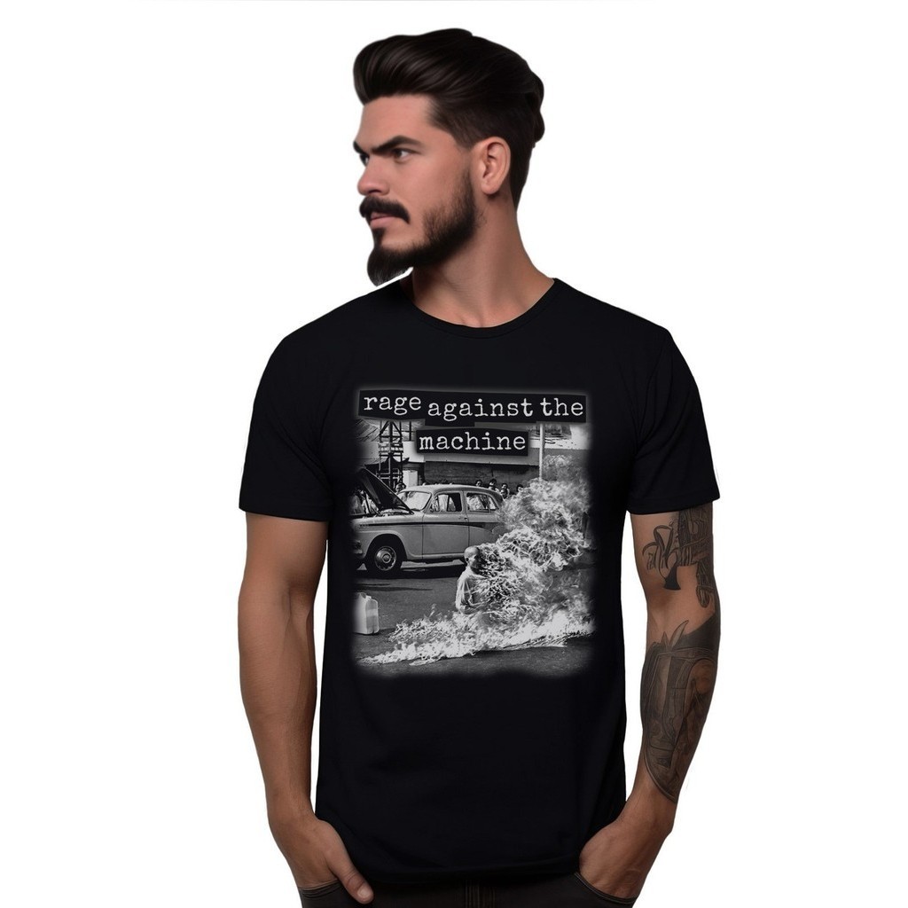 Camiseta Preta Banda Rage Against The Machine Bomber Rock Rapper Zack Tom Tim Brad