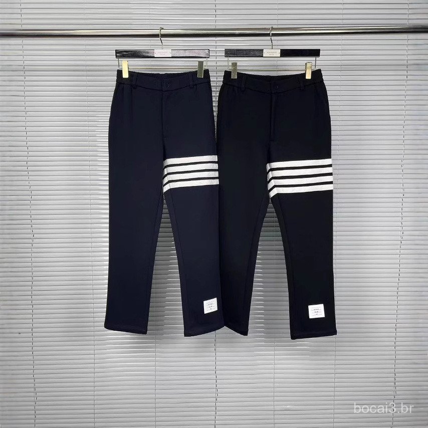 HULZ Autumn and winter casual trousers, British style straight casual long pants, four-stripe double-sided cotton trouse