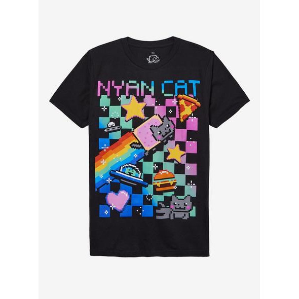Camiseta Masculina Nyan Cat Estampa Colorida Pixel Art Moderna Confortável Estilosa Tendência