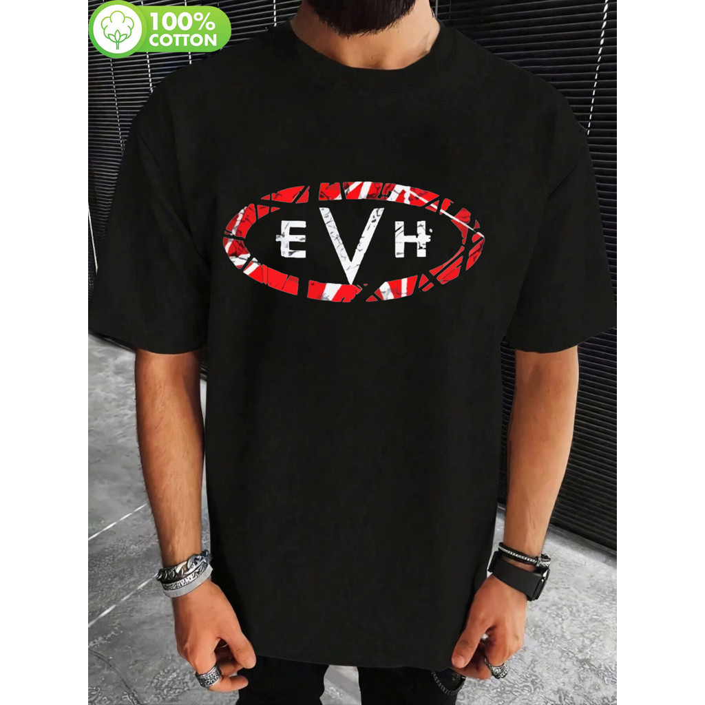 Music.Soul Camiseta Unissex EVH Wolfgang Logo Geometric Pattern Confortável Moderna Esportivo Casual