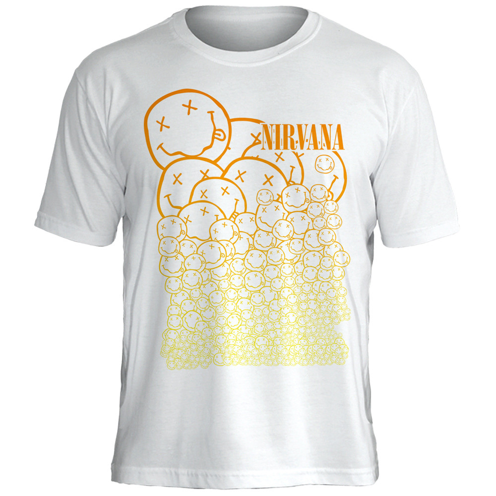 Camiseta Nirvana Smiley Pattern Kurt Cobain Oficial TS1704 Stamp Rockwear