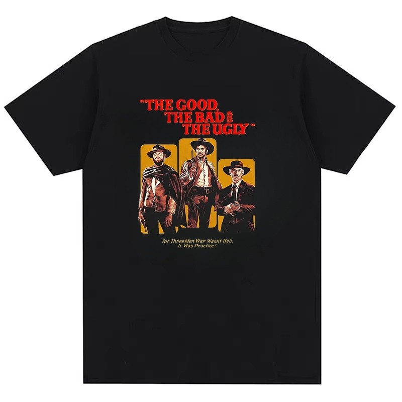 Camiseta Básica TV Clássica The Good Bad and Ugly Pattern Masculina Gótica Retrô Fashion Top