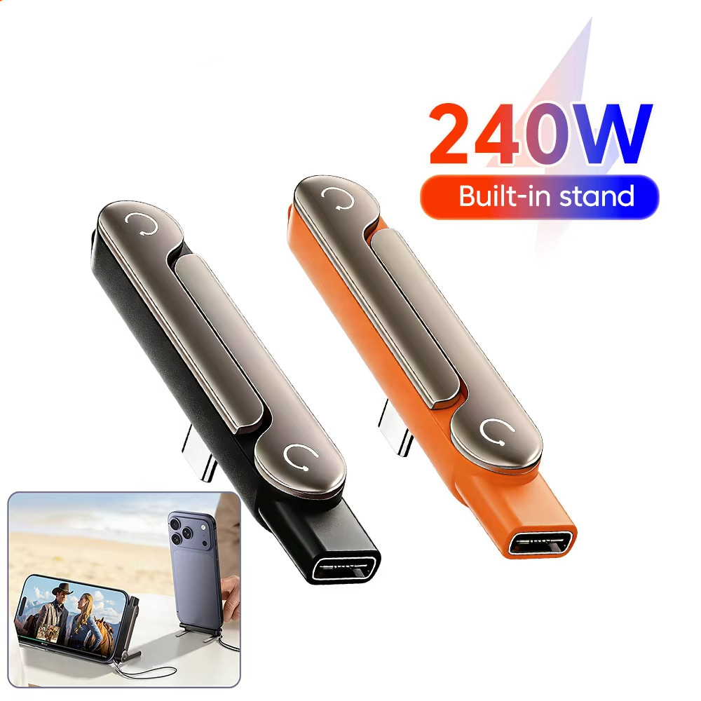 Adaptador de Carregamento Rápido para Telefone Tipo-C 240W, Conversor OTG Macho para USB Fêmea com Design Dobrável IQ4A