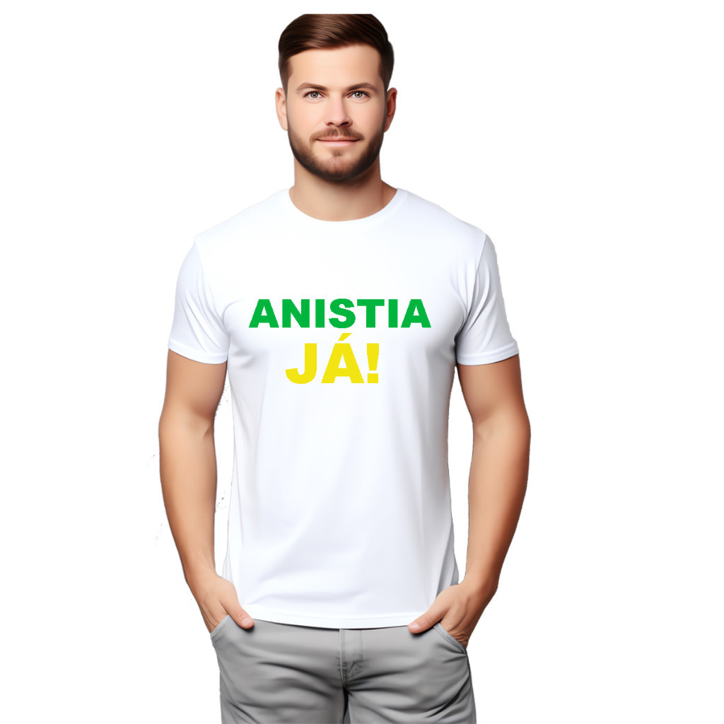 Camiseta Anistia Já Brasil T-Shirt Algodão 100% Moda Casual Look Democracia Liberdade Street Pop JsCod