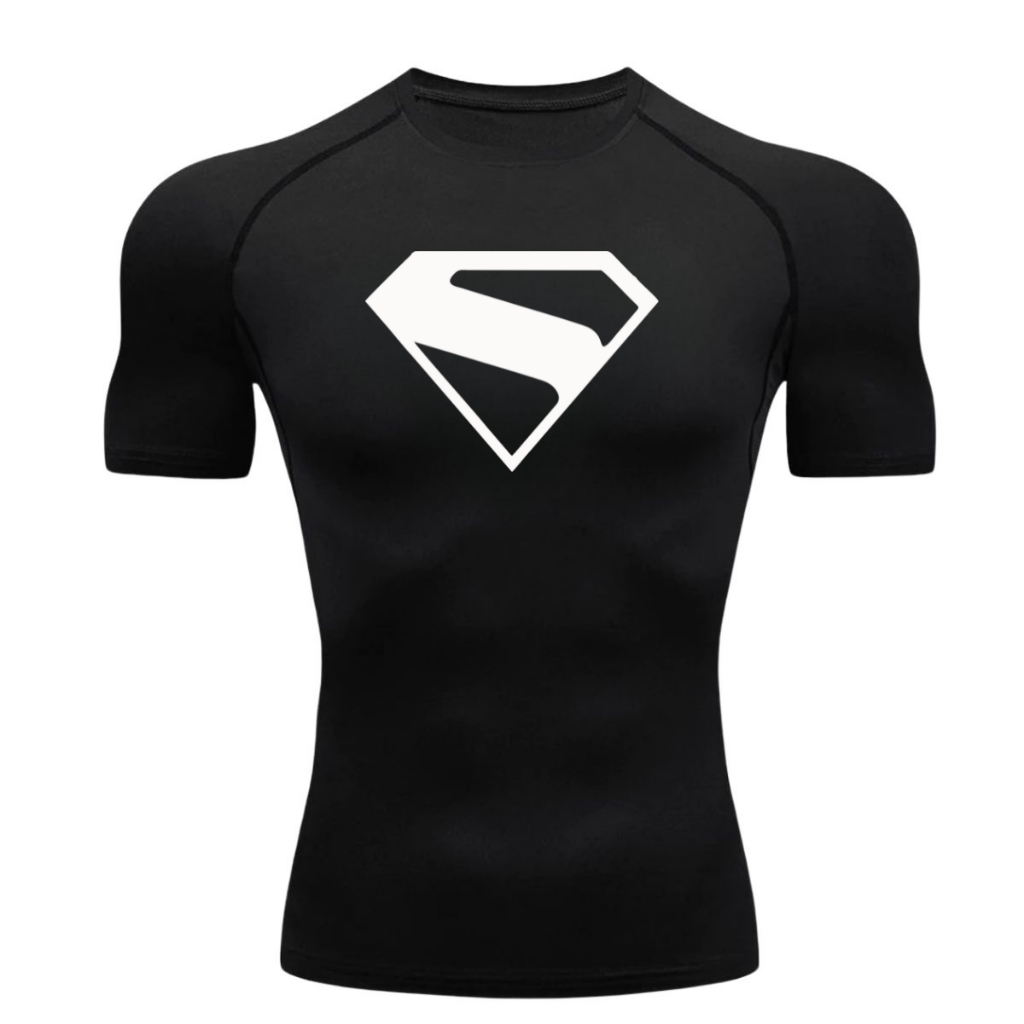 Camisa De Compressão New Super Man Manga Curta Treino Ginástica Camiseta Esportiva