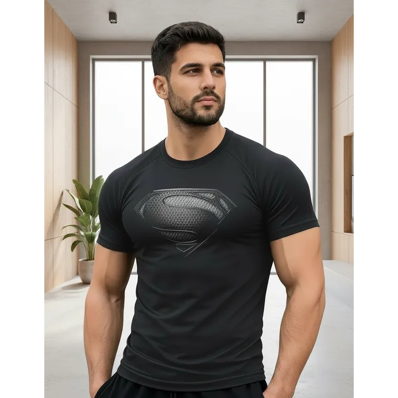 Camisa Slim Compressão Masculina Super Man Protecao Uv Dryfit Tecnolgia Absorção