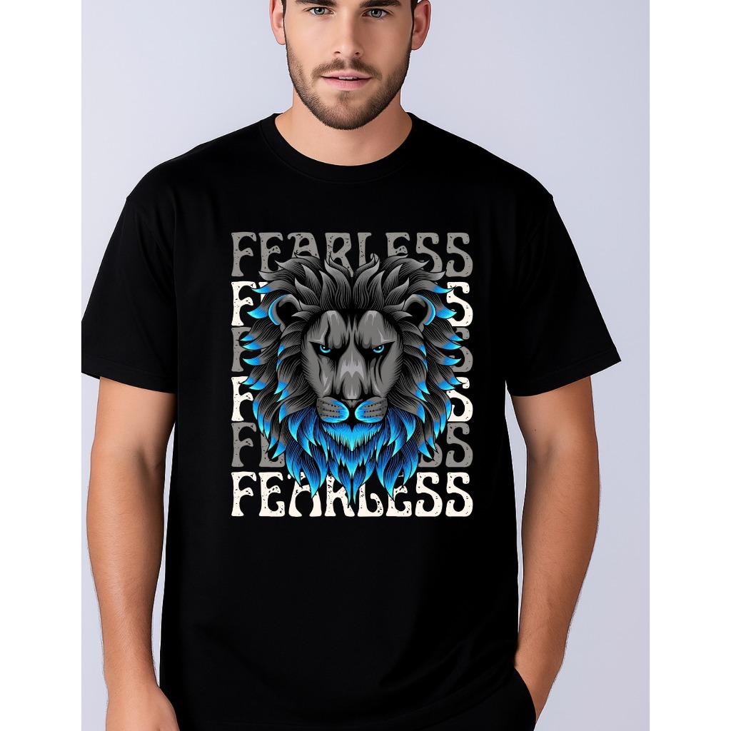 Camiseta Masculina Leão Fearless | Streetwear Urbano Estampa Forte Premium