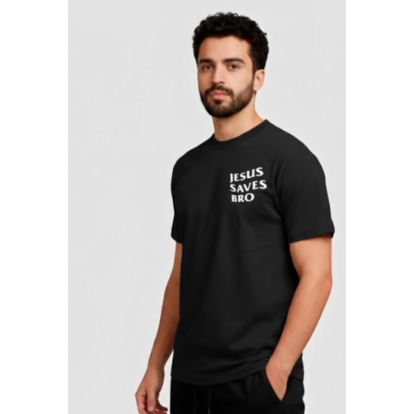 Camiseta Masculina Básica Algodão  Streetwear Jesus Saves Bro