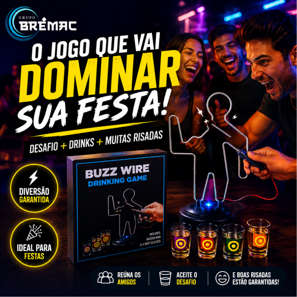 Jogo de Bebida drinks Buzz Wire com 4 Copos Shot para diversão Festa, aniversário, churrasco
