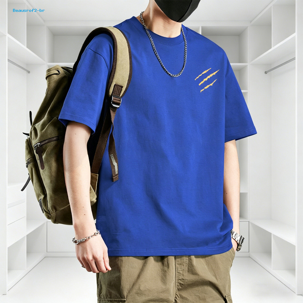 Solid Color Men Shirt Stylish T-shirt Men's Cotton Blend Casual Crew Neck Summer Tee Breathable Loose Fit for Daily Wear