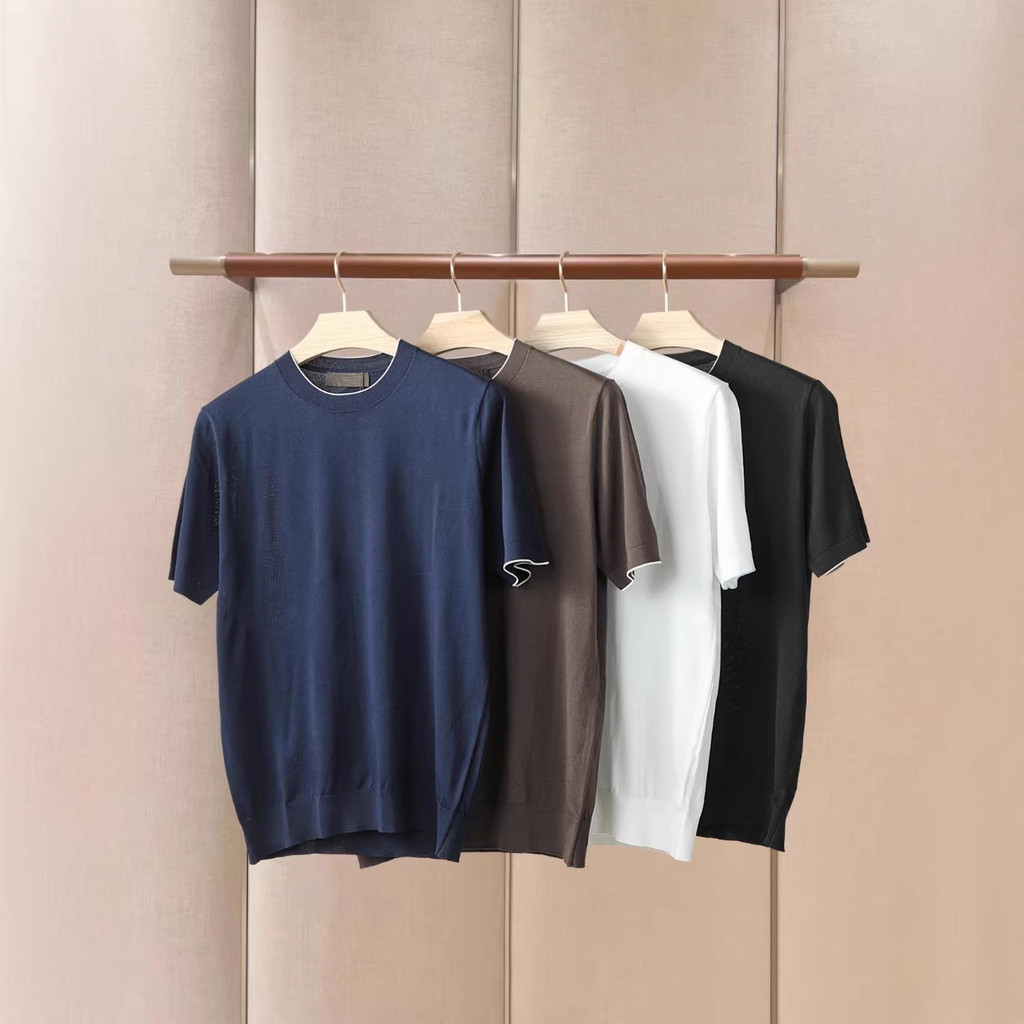 Men's new summer collection: stylish, comfortable, and breathable solid-color round-neck cotton short-sleeve shirts
