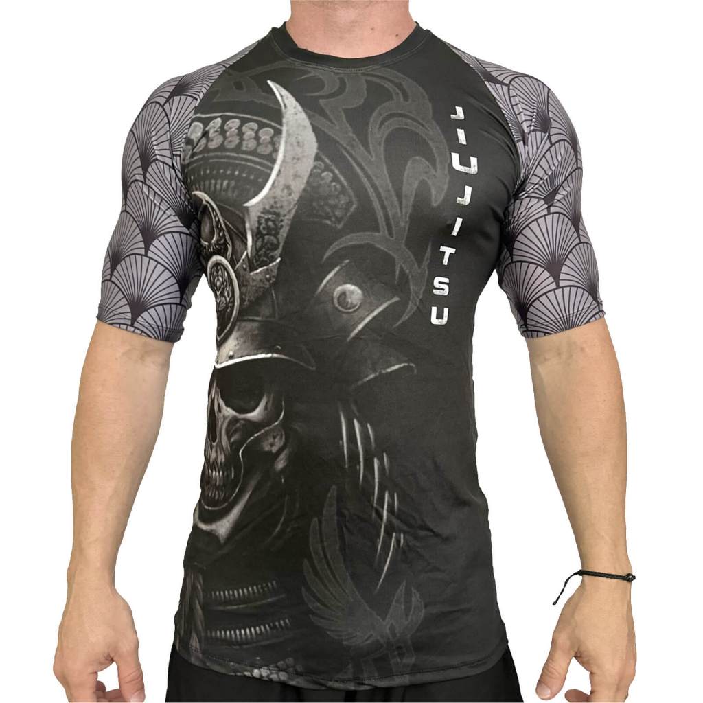 Rash Guard Masculina Camisa Jiu Jitsu No-Gi Samurai Black Manga Curta