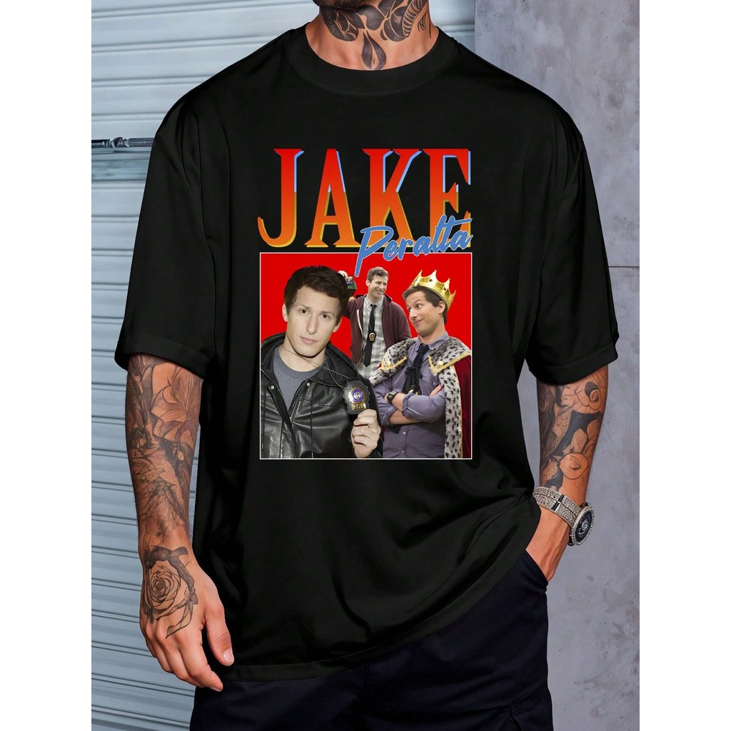 Camiseta Bootleg Jake Peralta Brooklyn 99 Vintage Camisa Blusa Unissex Masculino Feminino Algodão  Streetwear Plus Size