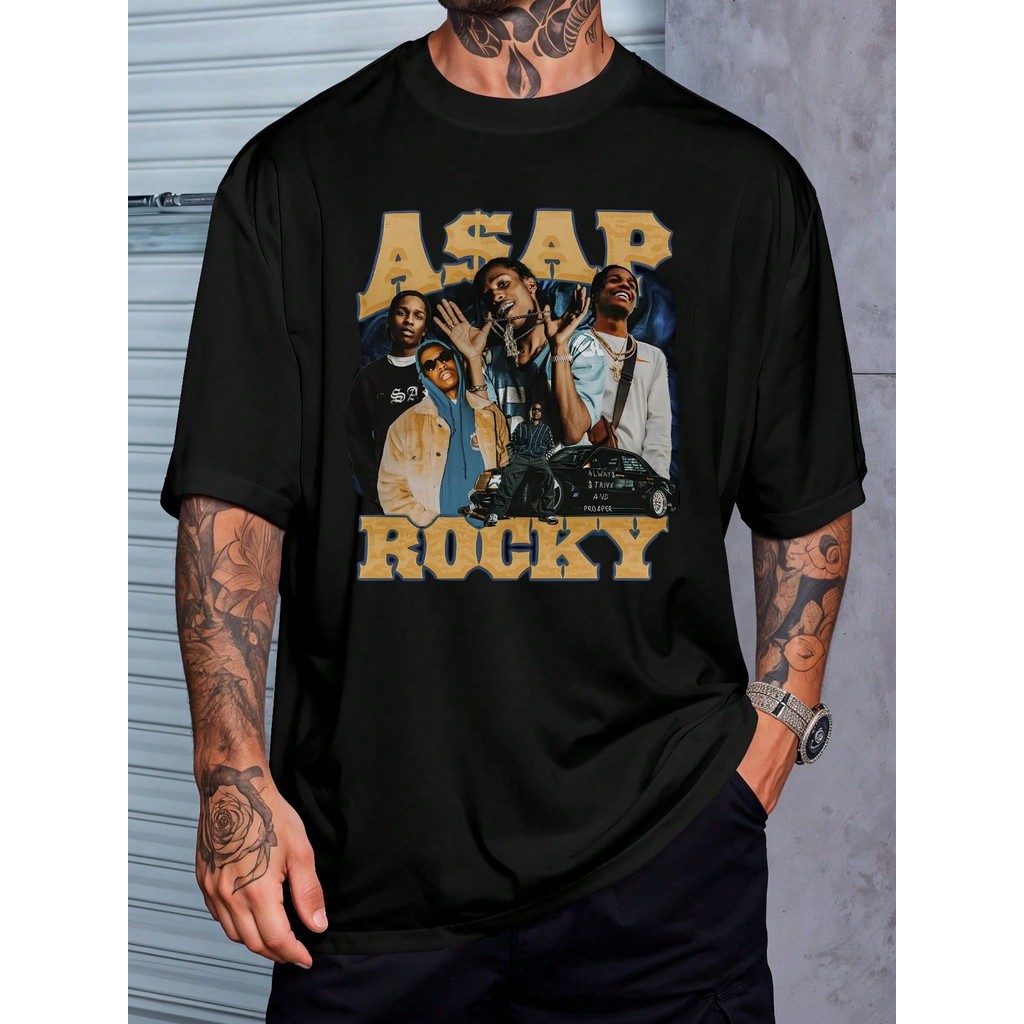 Camiseta Bootleg Asap Rocky Street Vintage Camisa Blusa Unissex Masculino Feminino 100% Algodão Streetwear Plus Size