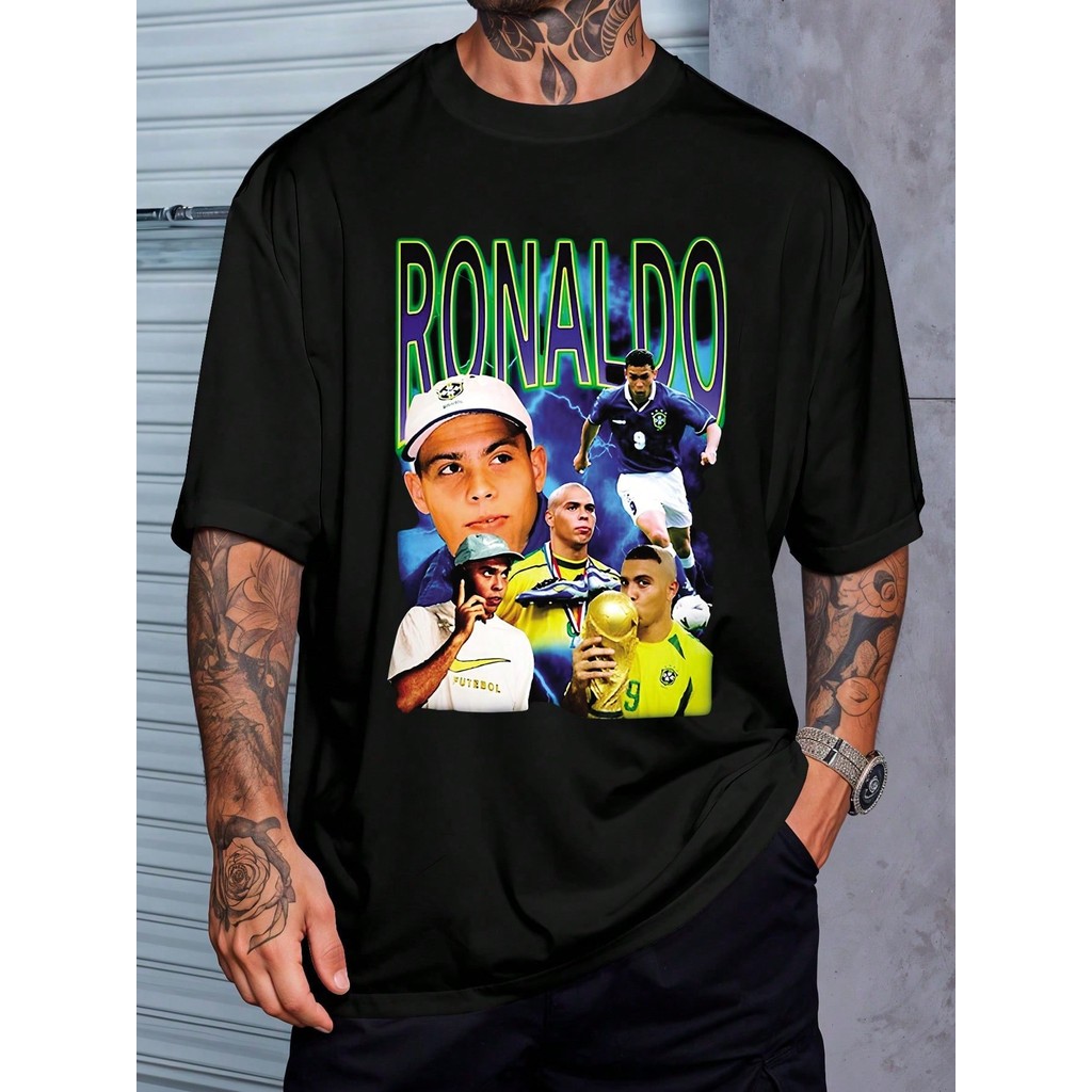 Camiseta Bootleg Ronaldo Fenômeno Vintage Street Camisa Blusa Unissex Masculino Feminino Algodão Streetwear Plus Size