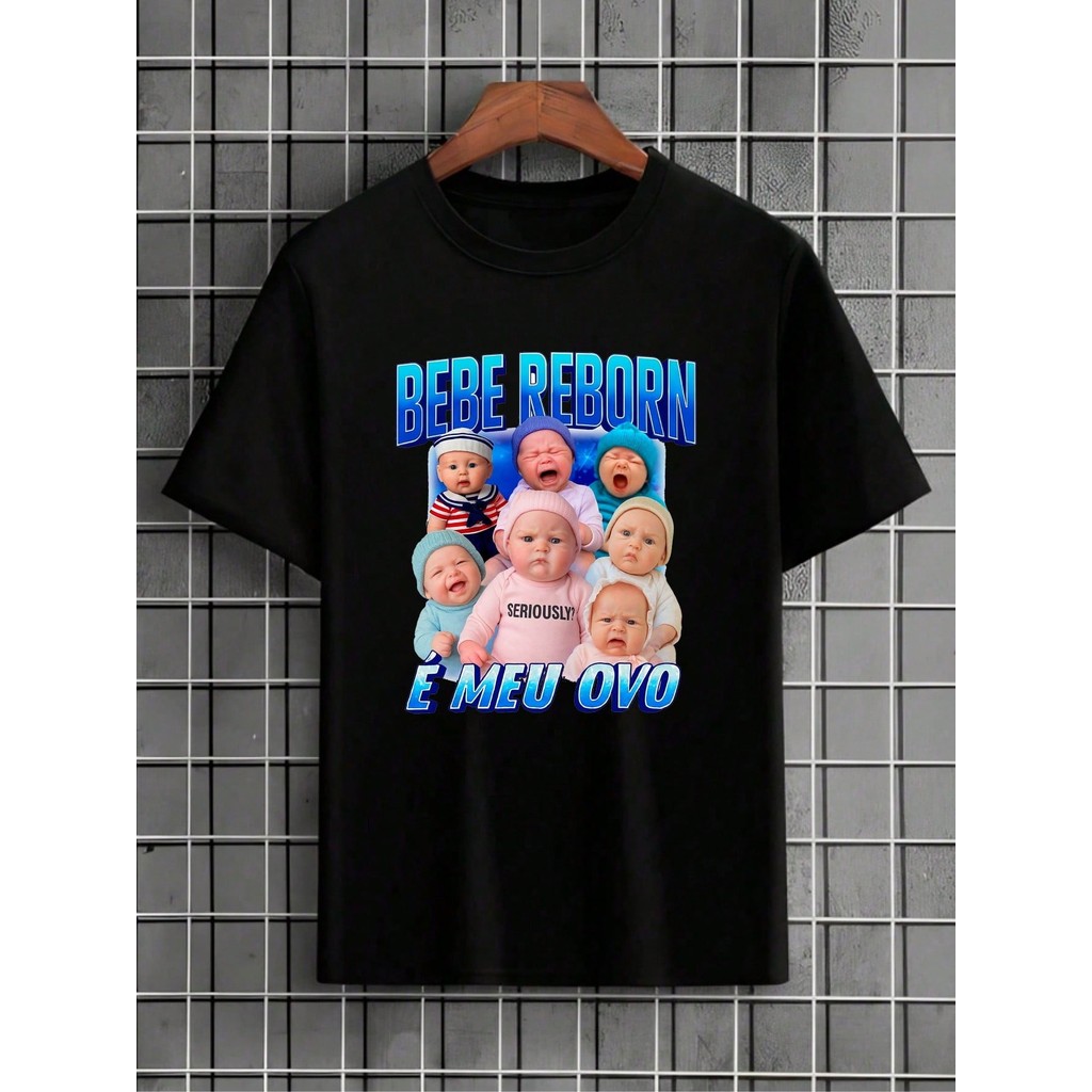 Camiseta Bebe Reborn É Meu Ovo Bootleg Vintage Camisa Blusa Unissex Masculino Feminino 100% Algodão Streetwear Plus Size