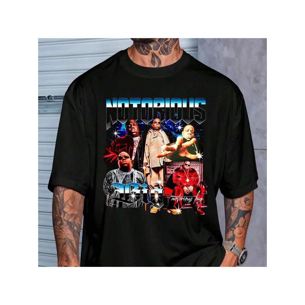 Camiseta Bootleg Notorius Big Rap Vintage Street Camisa Blusa Unissex Masculino Feminino Algodão Streetwear Plus Size