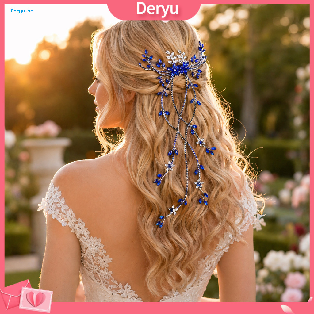 Hair Accessory Bride Comb Elegant Wedding with Stones and Tassel Chain Vine Design Bridal for Bridesmaids Updo Curls –