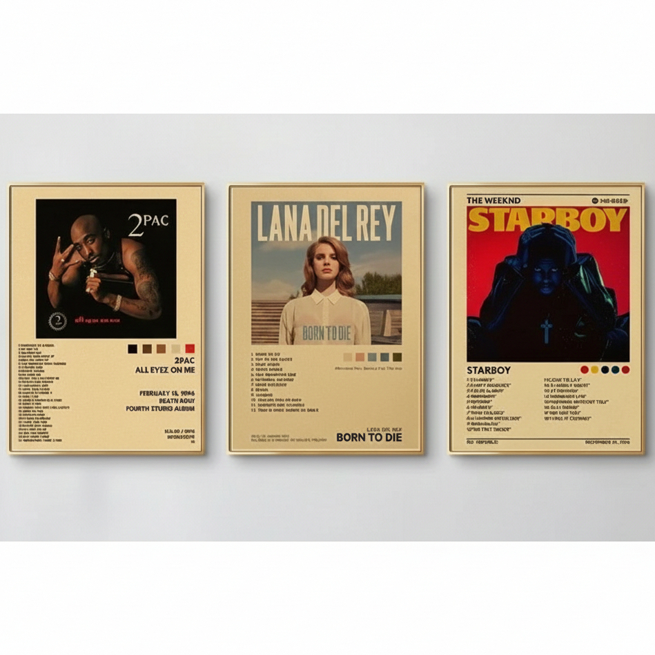 Quadro decorativo Hip Hop Álbum Personalizado Lana Del Rey (3 peças 40x60)