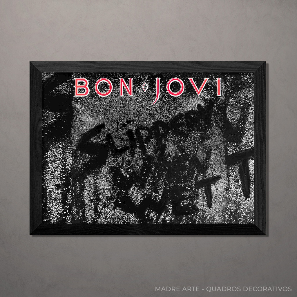 Quadro Decorativo Bon Jovi Slippery When Wet A4 Com Vidro