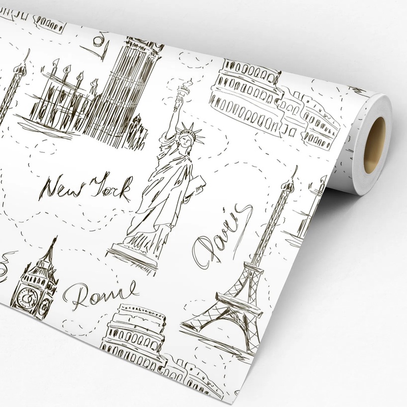 Papel de Parede Adesivo Teens Volta Ao Mundo New York London Paris GFC-TEEN-95