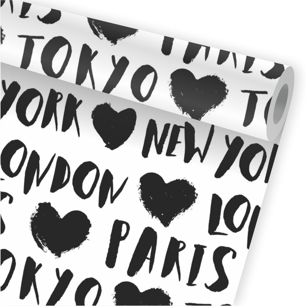 Papel De Parede Nomes Cidades Paris London New York A435