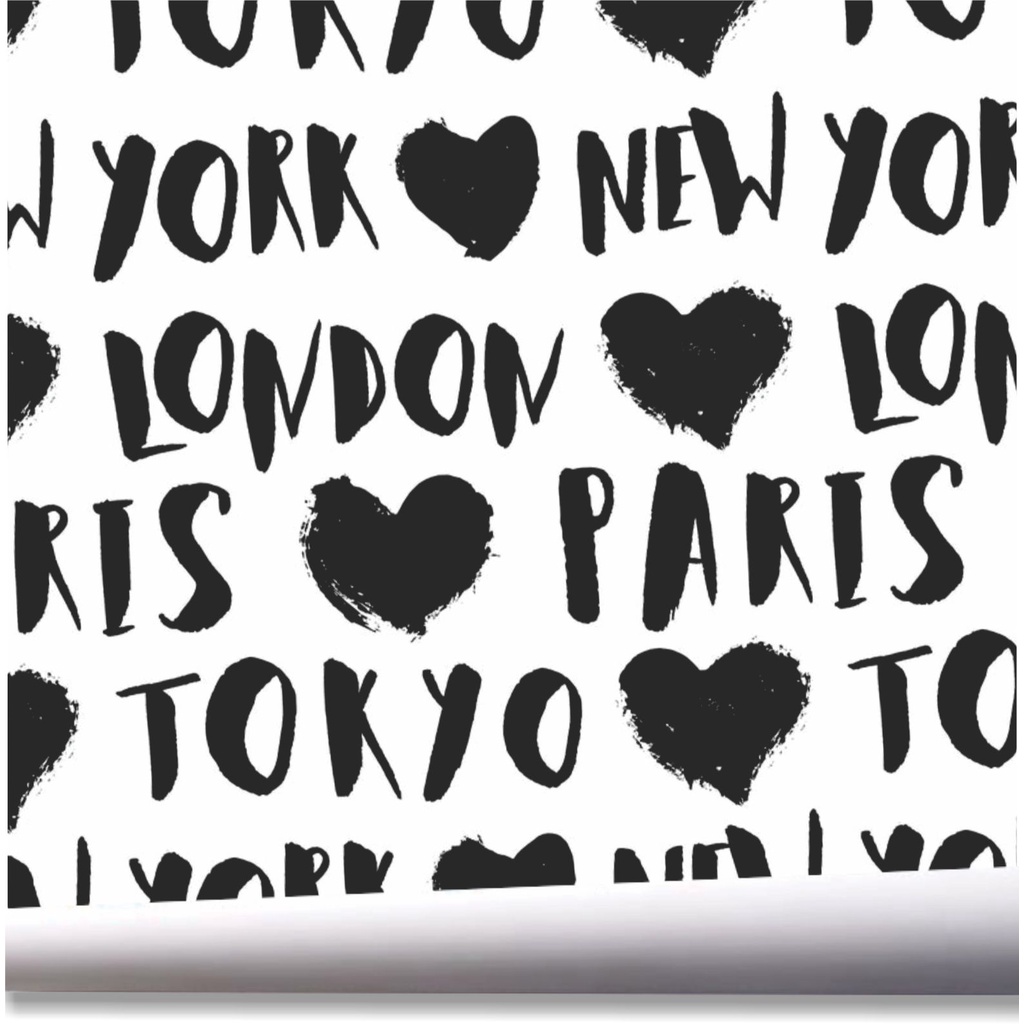 Papel De Parede Paris London New York Nomes Cidades A435