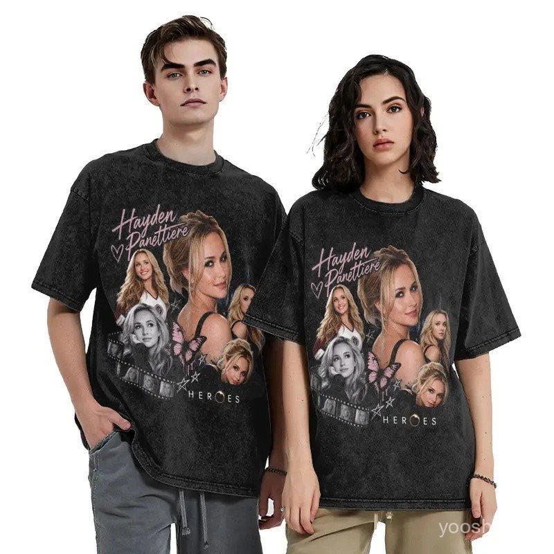 Oversize RIP Hayden Panettiere 1989-2026 Merch T-Shirts for Men Women  Washed Style Tee Shirts Clothes