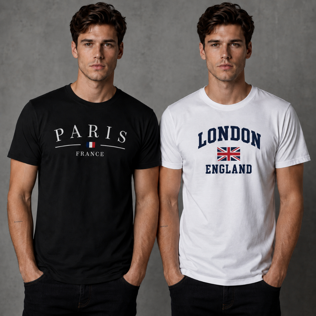Blusa Camiseta Paris/London Masculina 100% Algodão Penteado Premium Estampa Casual Confortável
