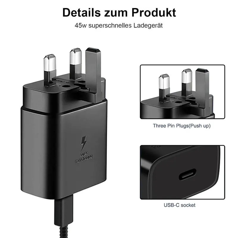 Adaptador de cabo tipo C Super Fast de 25 W para Samsung