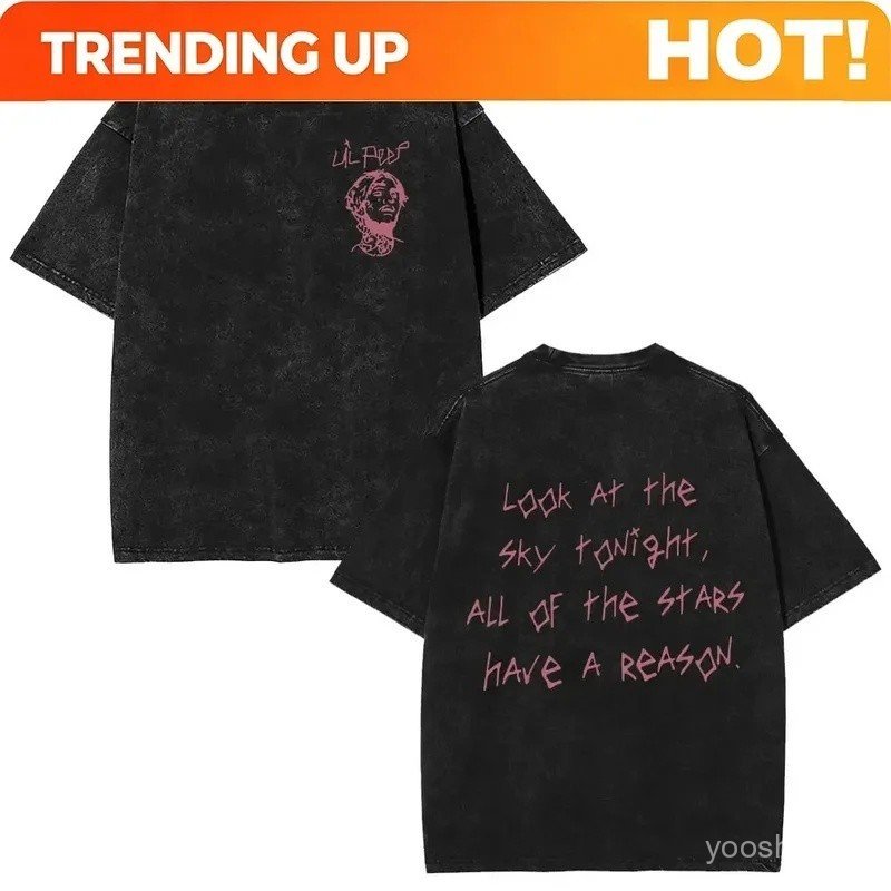 Customization Shirt Washed Vintage Rapper Lil Peep Double Sided Print T-shirts Men Women Fashion Hip Hop Oversized Short