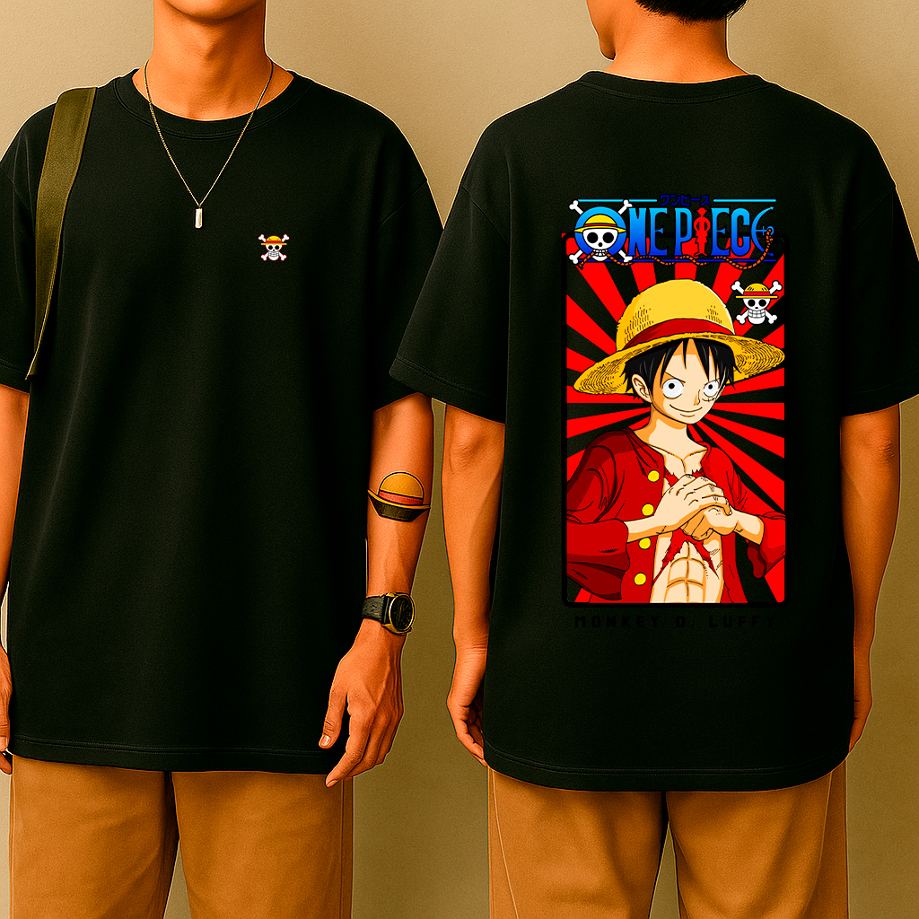 Camiseta Oversized Luffy Pronto pra Batalha – One Pirata, Estilo Street Otaku, Algodão Premium