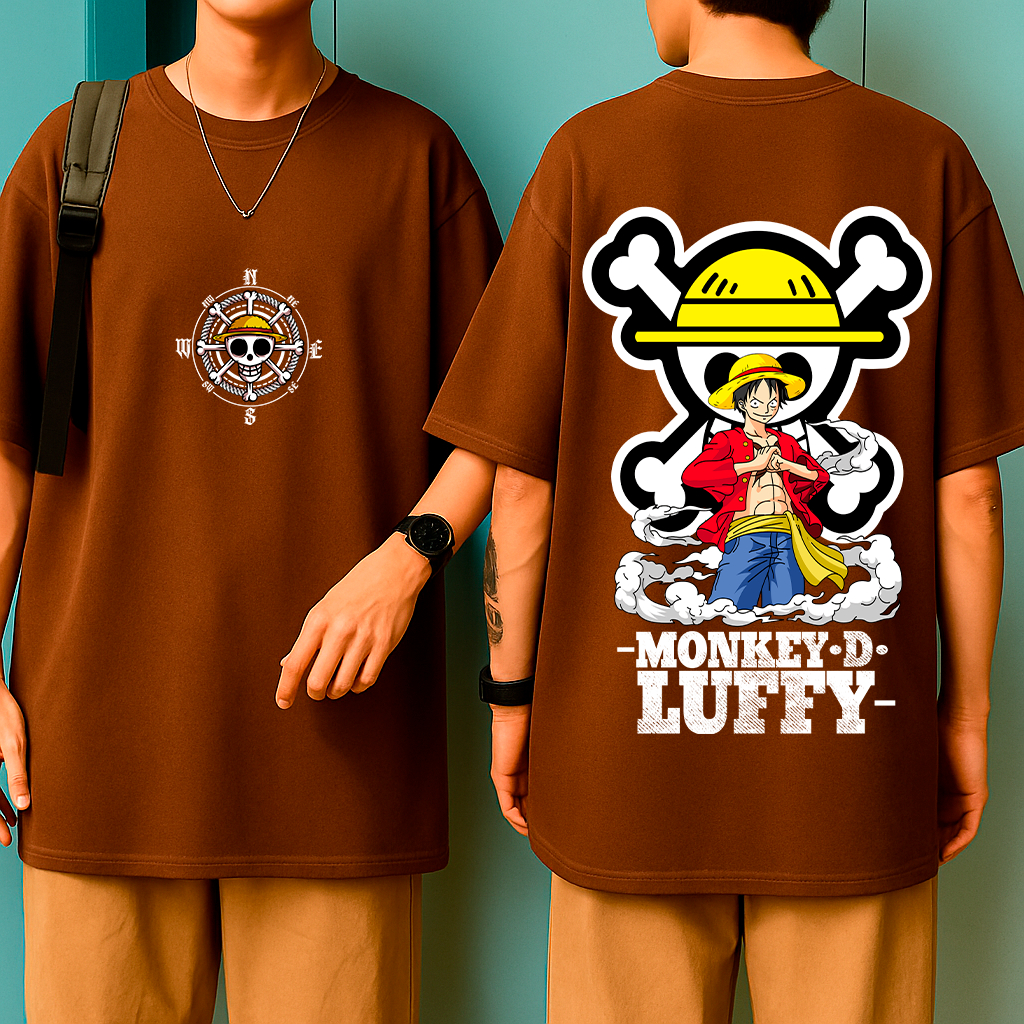 Camiseta Oversized Luffy Monkey D – Timão Pirata, Estilo Street Otaku, Mangá, One Pirata, Algodão Premium