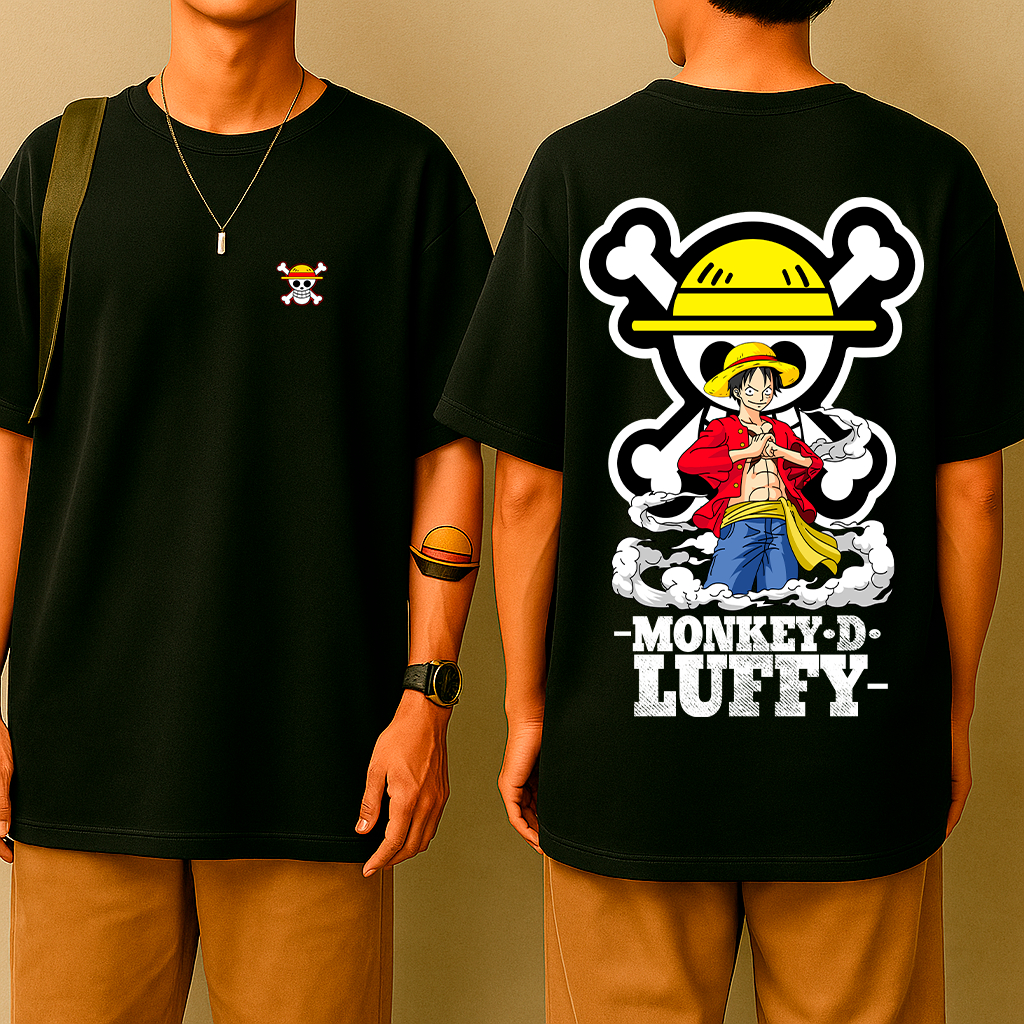 Camiseta Oversized Luffy Monkey D – One Pirata, Estilo Street Otaku, Estampa Impactante e Algodão Premium