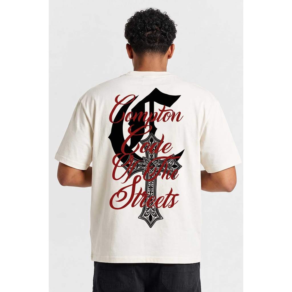 Camiseta Compton Oversized Code Of The Streets - Off White