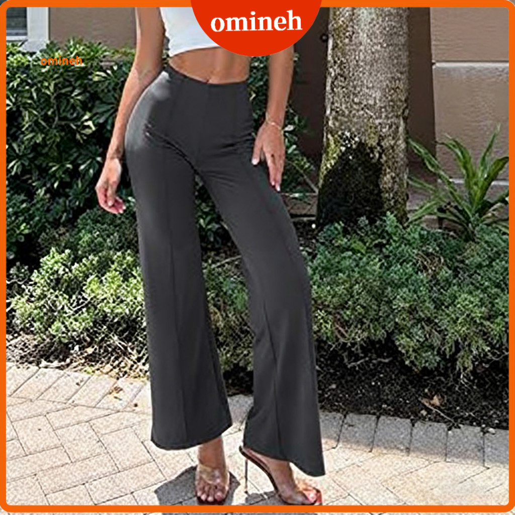 Relaxed Fit Elastic Waistpants Women Wide Leg Pants Women’s High Waist Trousers Solid Color Lounge Work Wear Comfortab