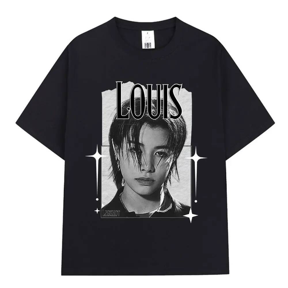 Korean Kpop Hip Hop Group Lngshot LOUIS T Shirt Men's Women Clothing Fashion Oversized Cotton Casual Short Sleeve